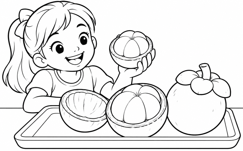 Tranh tô màu khay măng cụt được chuẩn bị sẵn
