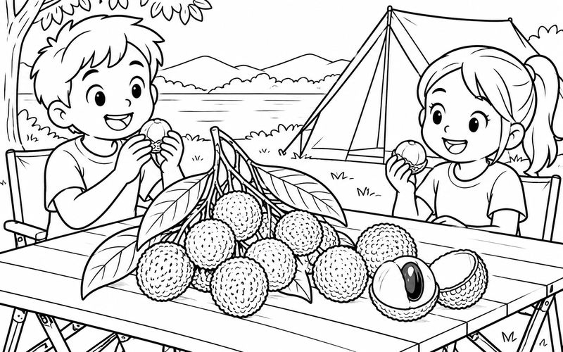 Tranh tô màu vải trên bàn cắm trại