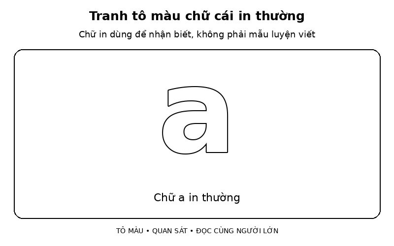 Tranh tô màu chữ cái in thường: chữ a in thường
