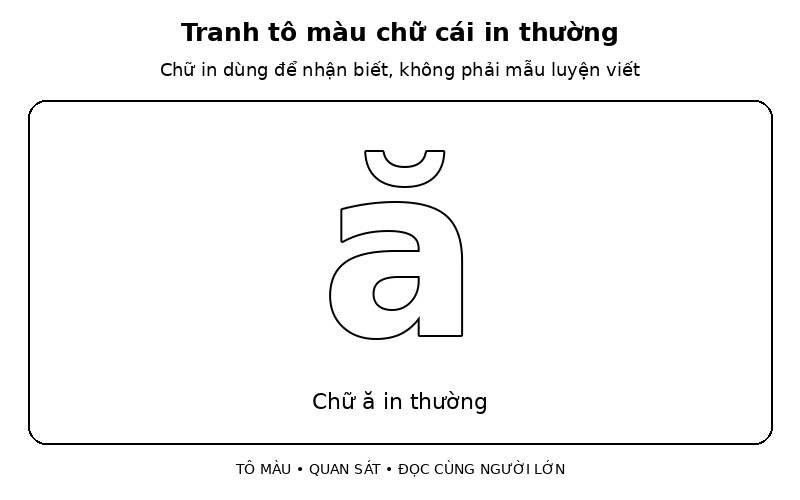 Tranh tô màu chữ cái in thường: chữ ă in thường