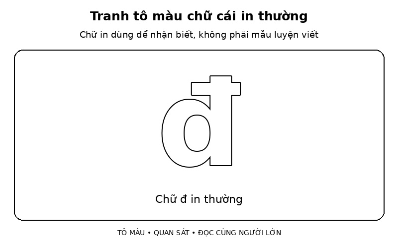 Tranh tô màu chữ cái in thường: chữ đ in thường