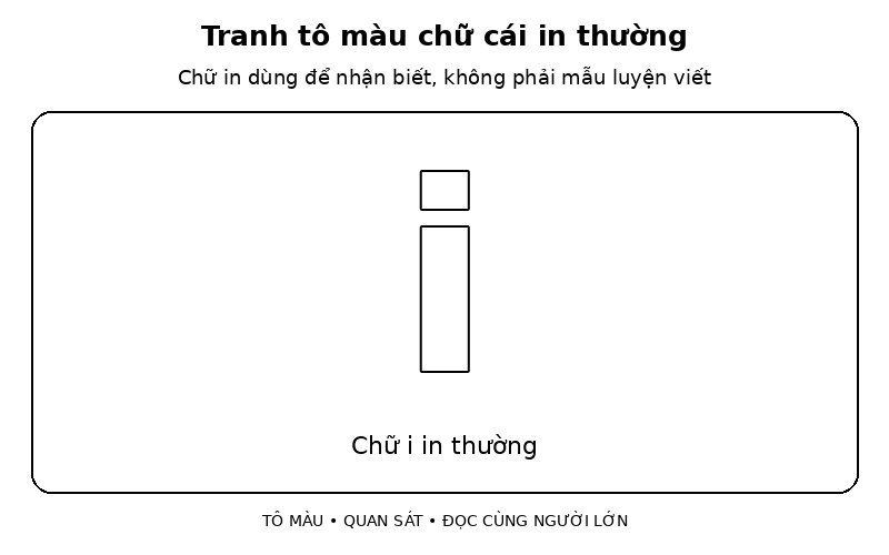 Tranh tô màu chữ cái in thường: chữ i in thường