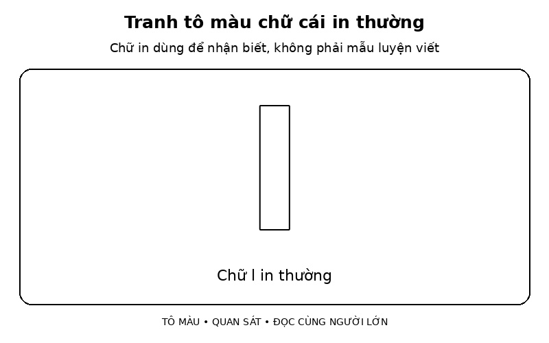 Tranh tô màu chữ cái in thường: chữ l in thường