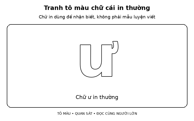 Tranh tô màu chữ cái in thường: chữ ư in thường