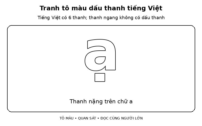 Tranh tô màu dấu thanh tiếng Việt: thanh nặng trên chữ a