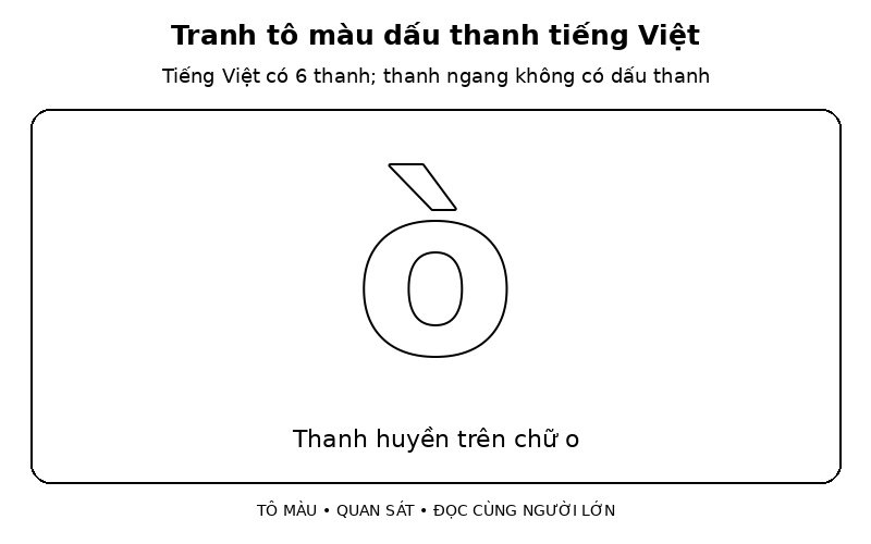 Tranh tô màu dấu thanh tiếng Việt: thanh huyền trên chữ o