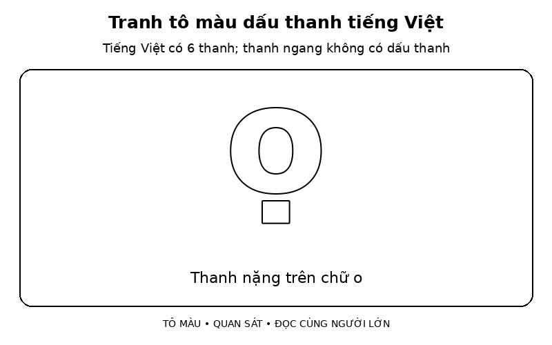 Tranh tô màu dấu thanh tiếng Việt: thanh nặng trên chữ o