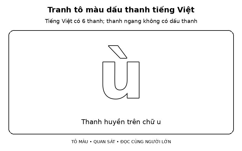 Tranh tô màu dấu thanh tiếng Việt: thanh huyền trên chữ u