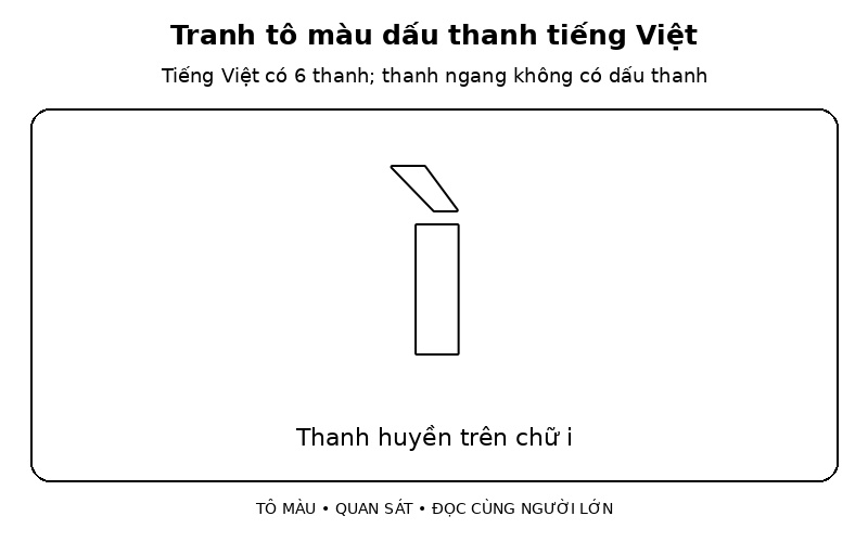 Tranh tô màu dấu thanh tiếng Việt: thanh huyền trên chữ i