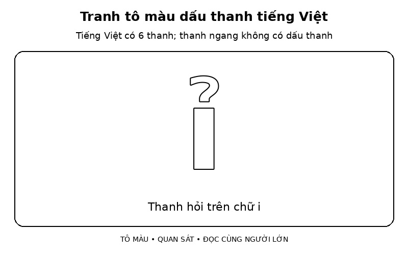 Tranh tô màu dấu thanh tiếng Việt: thanh hỏi trên chữ i