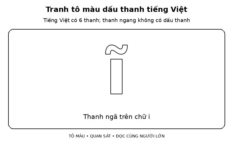 Tranh tô màu dấu thanh tiếng Việt: thanh ngã trên chữ i