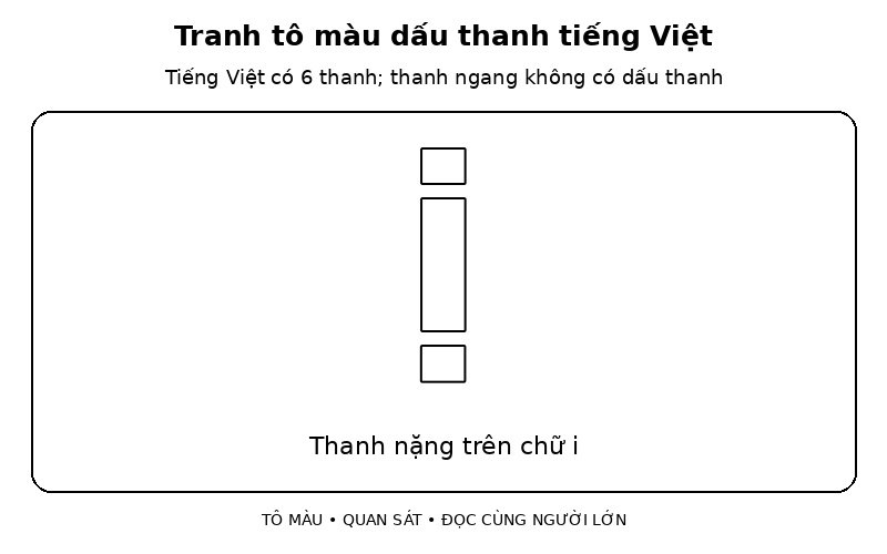 Tranh tô màu dấu thanh tiếng Việt: thanh nặng trên chữ i
