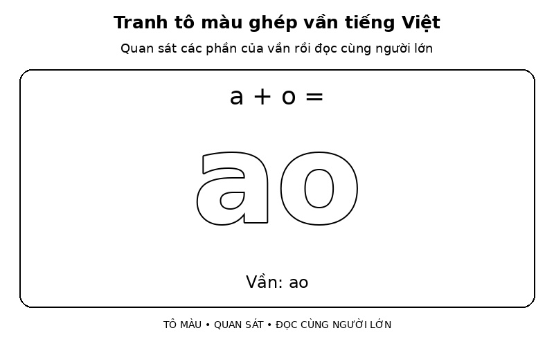 Tranh tô màu ghép vần tiếng Việt: a + o → ao