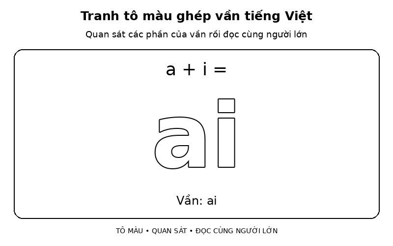 Tranh tô màu ghép vần tiếng Việt: a + i → ai