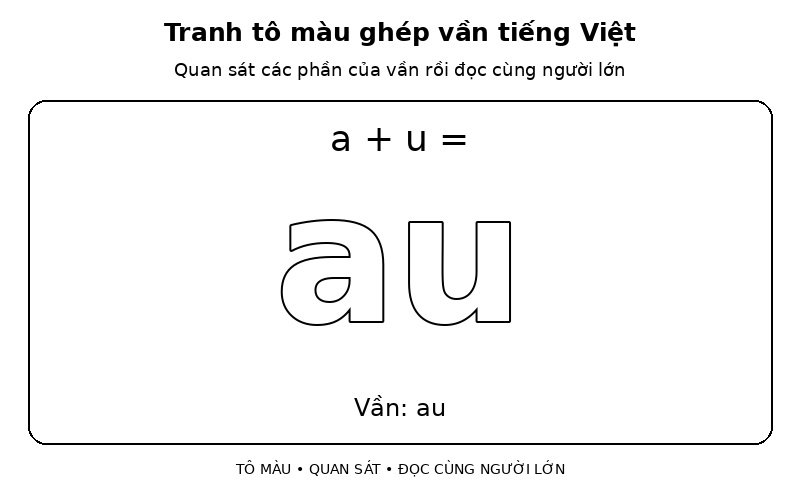 Tranh tô màu ghép vần tiếng Việt: a + u → au