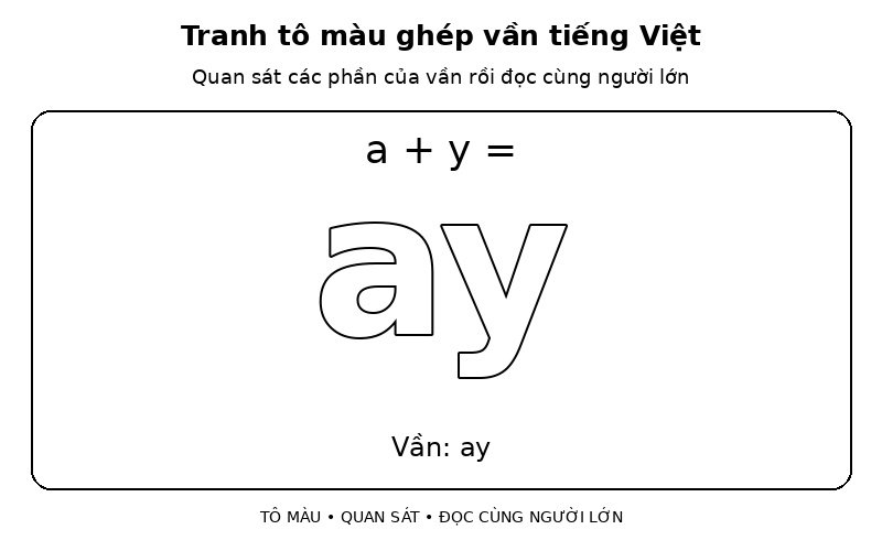 Tranh tô màu ghép vần tiếng Việt: a + y → ay
