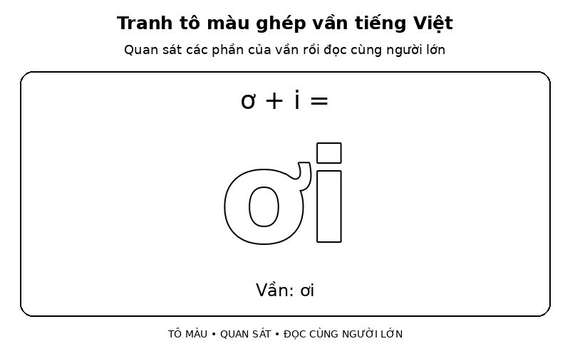 Tranh tô màu ghép vần tiếng Việt: ơ + i → ơi