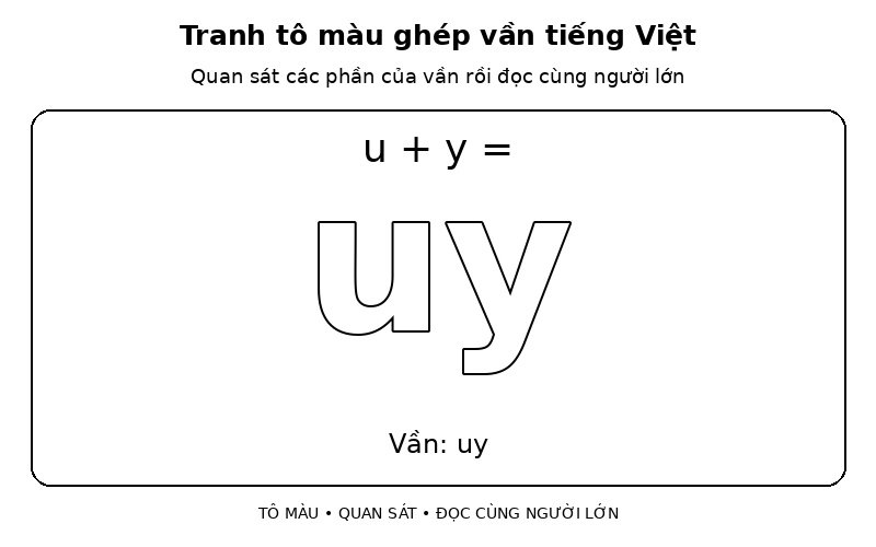 Tranh tô màu ghép vần tiếng Việt: u + y → uy