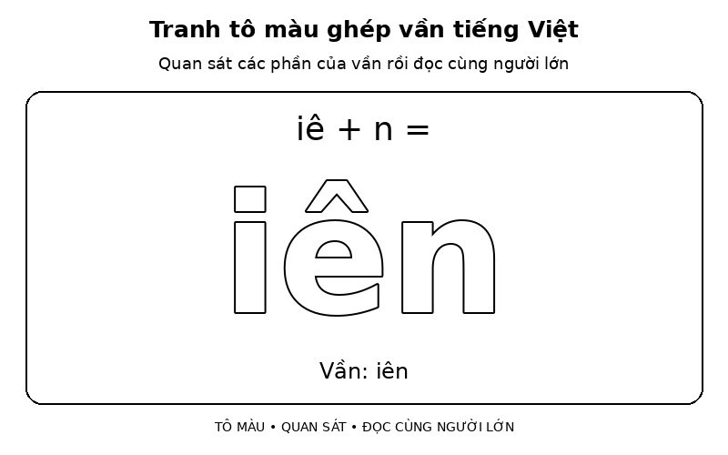 Tranh tô màu ghép vần tiếng Việt: iê + n → iên