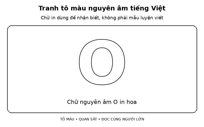 Tranh tô màu nguyên âm tiếng Việt: chữ nguyên âm O in hoa