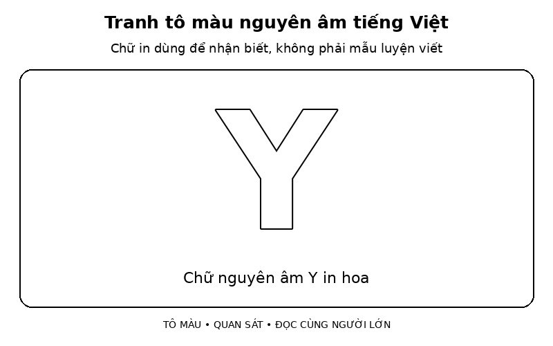 Tranh tô màu nguyên âm tiếng Việt: chữ nguyên âm Y in hoa