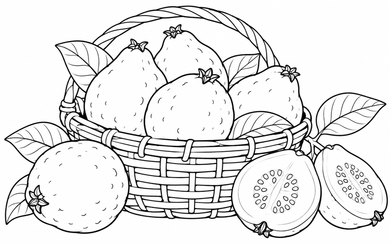 Tranh tô màu giỏ ổi