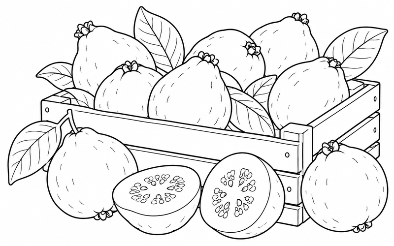 Tranh tô màu thùng gỗ đựng ổi