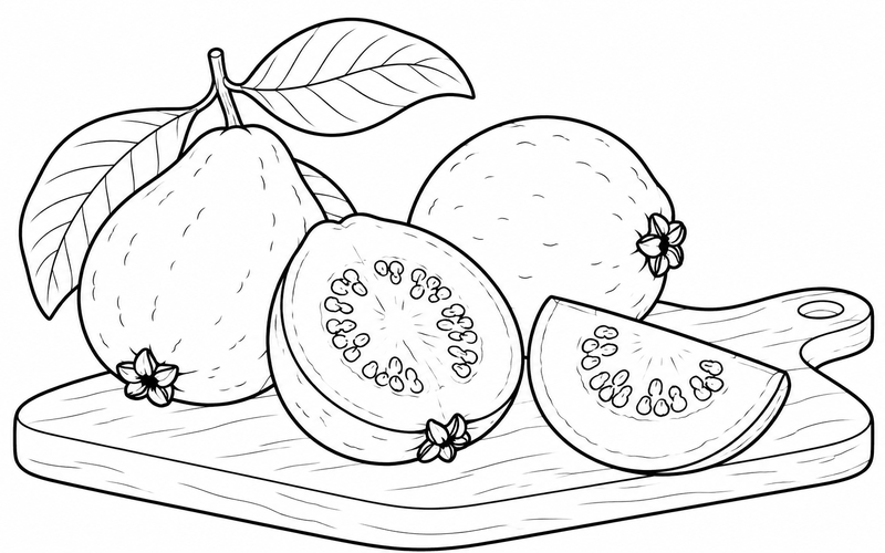 Tranh tô màu ổi trên thớt