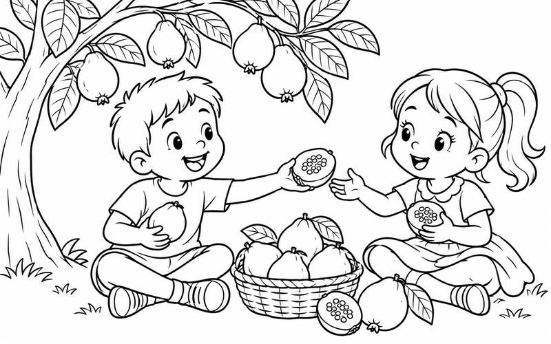 Tranh tô màu các bé chia sẻ ổi
