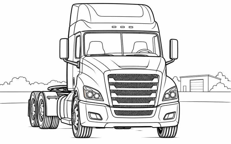 Tranh tô màu xe đầu kéo nhìn từ phía trước