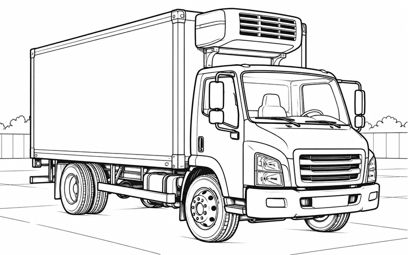 Tranh tô màu xe đông lạnh trong sân rộng