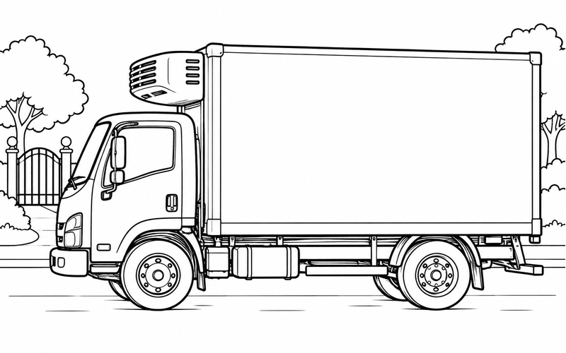Tranh tô màu xe đông lạnh bên cổng công viên