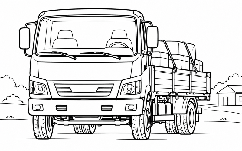 Tranh tô màu xe tải nhìn thẳng từ phía trước