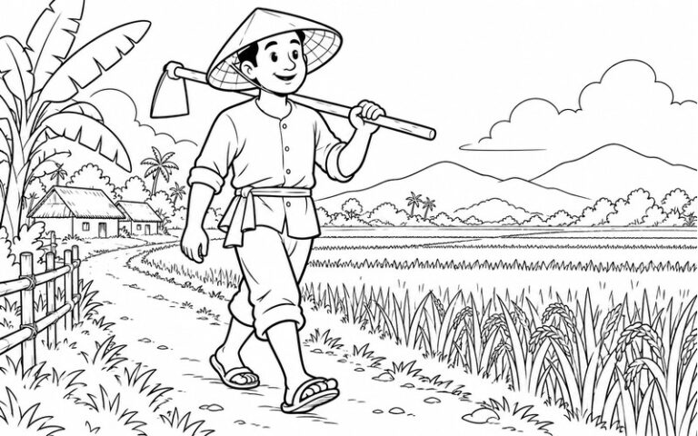 30 tranh tô màu bác nông dân với công việc nơi đồng quê