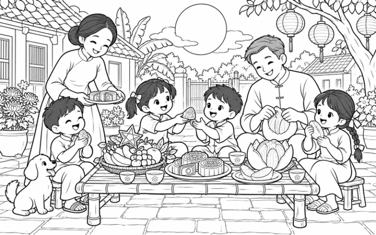 Tranh Tô Màu Bé Phá Cỗ Trung Thu: 30 Khoảnh Khắc Chia Sẻ