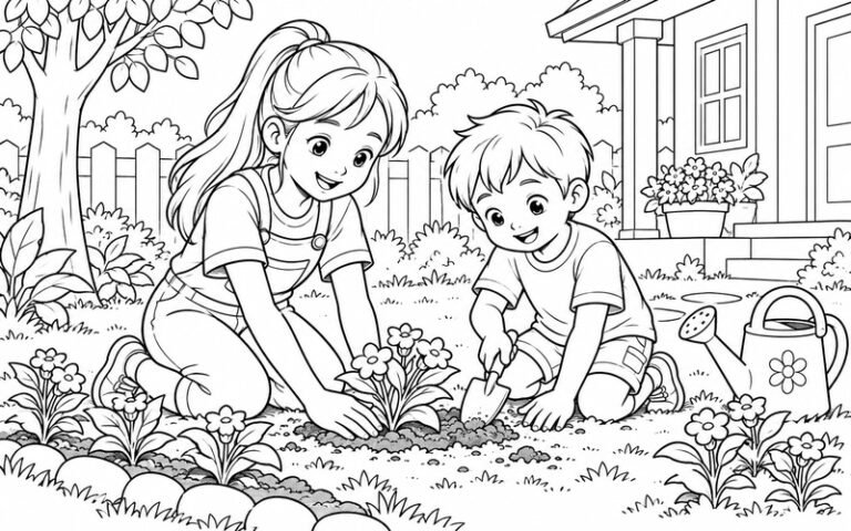 34 Tranh Tô Màu Chị Gái Và Em Trai Với Những Trò Chơi Thân Quen