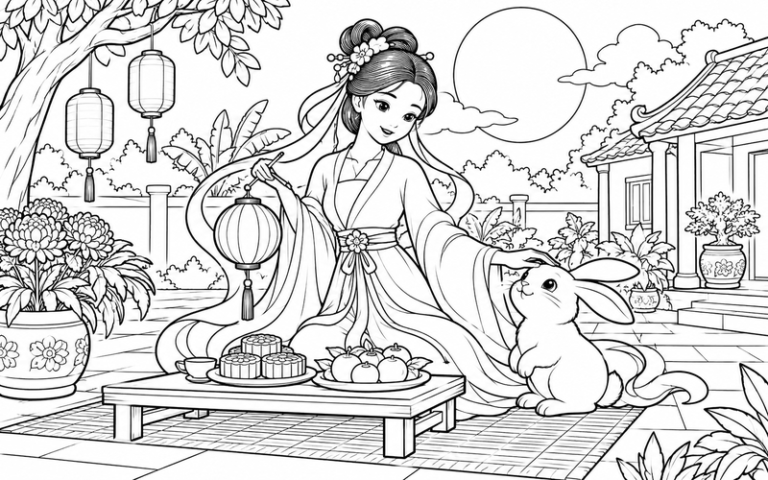 Tranh Tô Màu Chị Hằng: 38 Khung Cảnh Dịu Dàng Bên Trăng