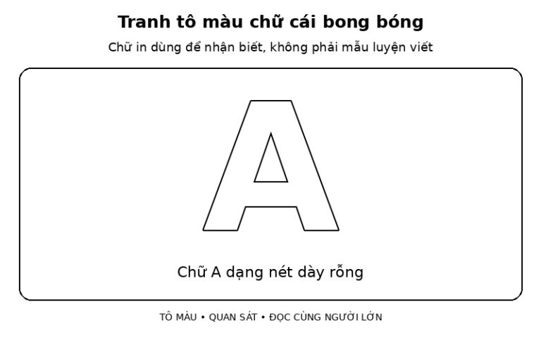Tranh Tô Màu Chữ Cái Bong Bóng: 38 Mẫu Chữ Rộng Cho Bé