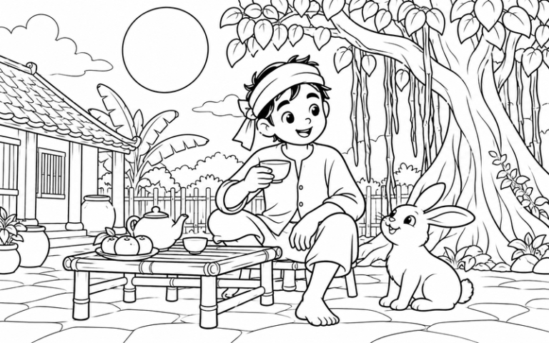 33 Tranh Tô Màu Chú Cuội Và Cây Đa Trong Chuyện Kể