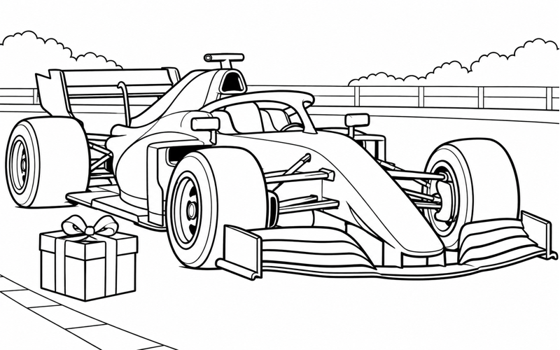 Tranh tô màu xe đua F1 bên hộp quà